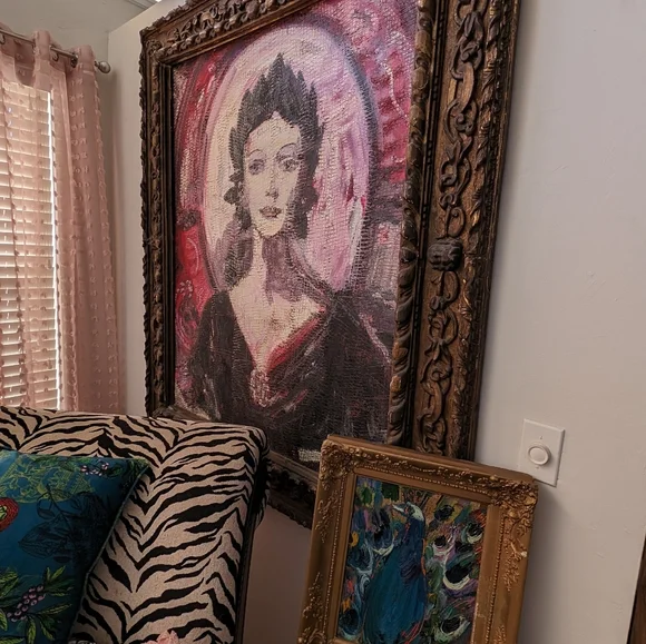 Oil on canvas peacock painting by Hunt Slonem. 11" x 14". Painted 2011. - Picture 7 of 15